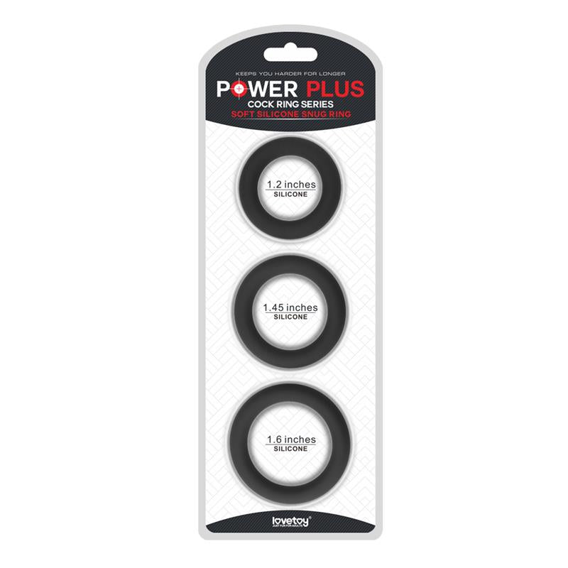 Pack de 3 Anillos para el Pene Power Plus Negro