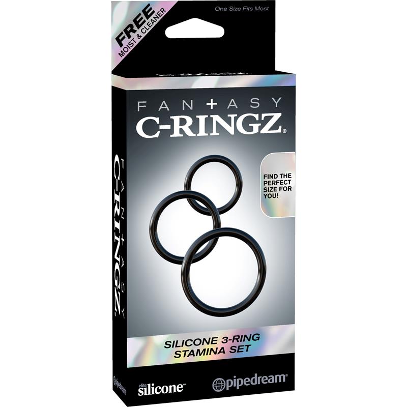 Fantasy C Ringz Set de 3 Anillos de Silicona Color Negro