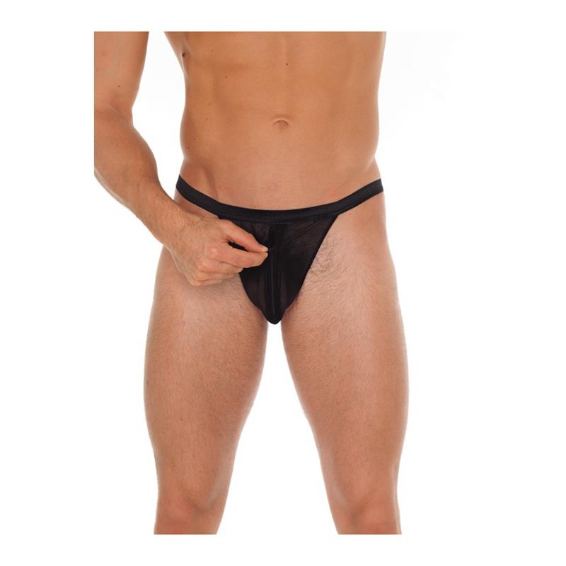 Tanga con Cremallera Negro Talla unica