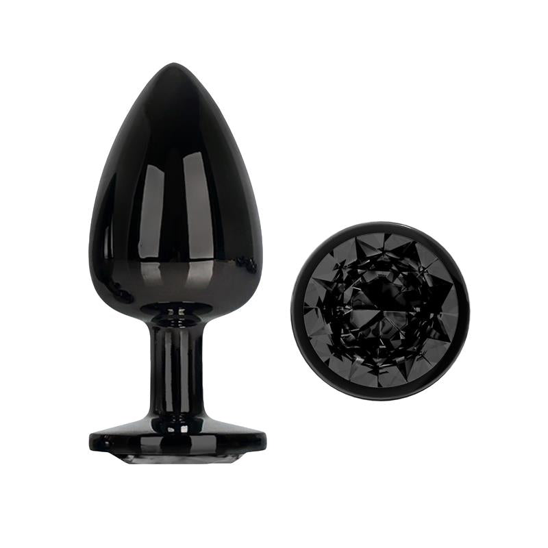 Blackgem Plug Anal Metalico con Joya Negro Talla L