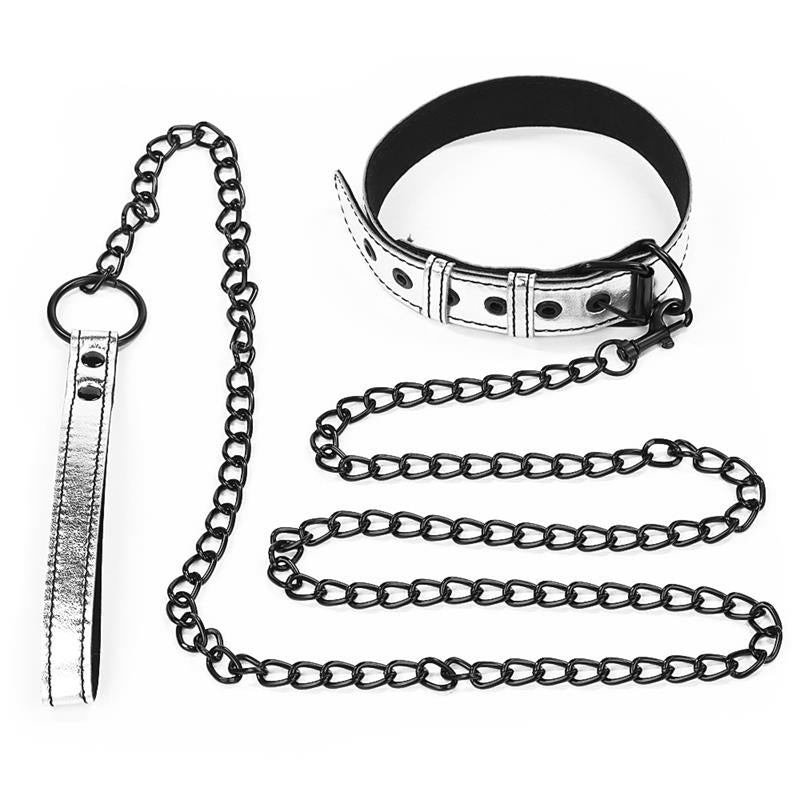 Collar con Correa Bondage Plateado