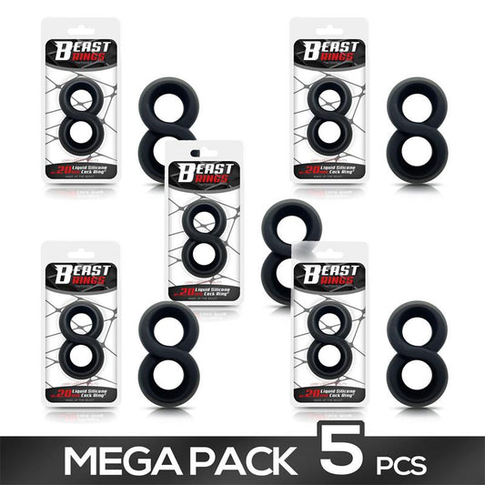 Pack 5 Anillo para el Pene 100 Silicona Liquida 2 cm Negro