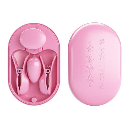 Surprise Box Huevo Vibrador y Pinzas para Pezones con Electro Estimulacion Rosa