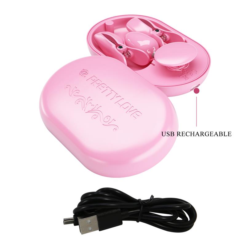 Surprise Box Huevo Vibrador y Pinzas para Pezones con Electro Estimulacion Rosa